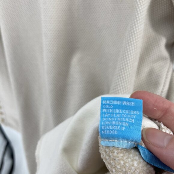 J. McLaughlin Marisa Funnel Neck Fleece Pullover Sz Large Top Beige Tan Buttons - Picture 12 of 16